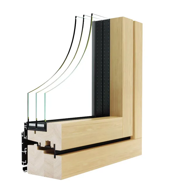 Slim 50 presjek profila drvo-aluminijskog prozora