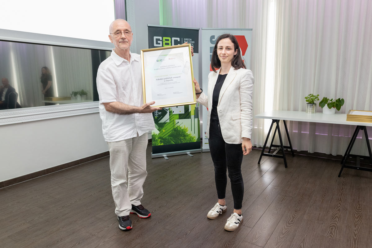 Fakultet tehničkih znanosti na dodeli godišnje nagrade za zelenu gradnju najboljim projektima, instituciji i osobi godine / photo: GBC