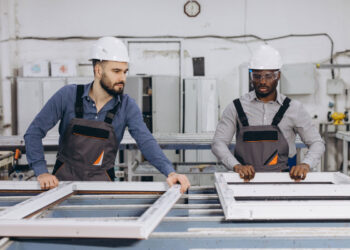 Radnici u industrijskom pogonu stakla