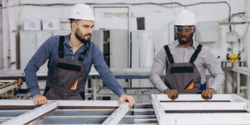 Radnici u industrijskom pogonu stakla