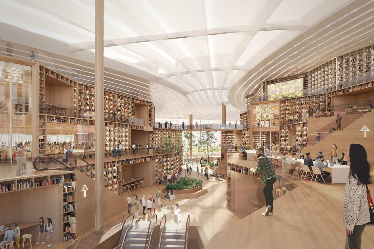 Projekt: MVRDV - Knjižnica u Wuhanu, interijer / foto: MVRDV