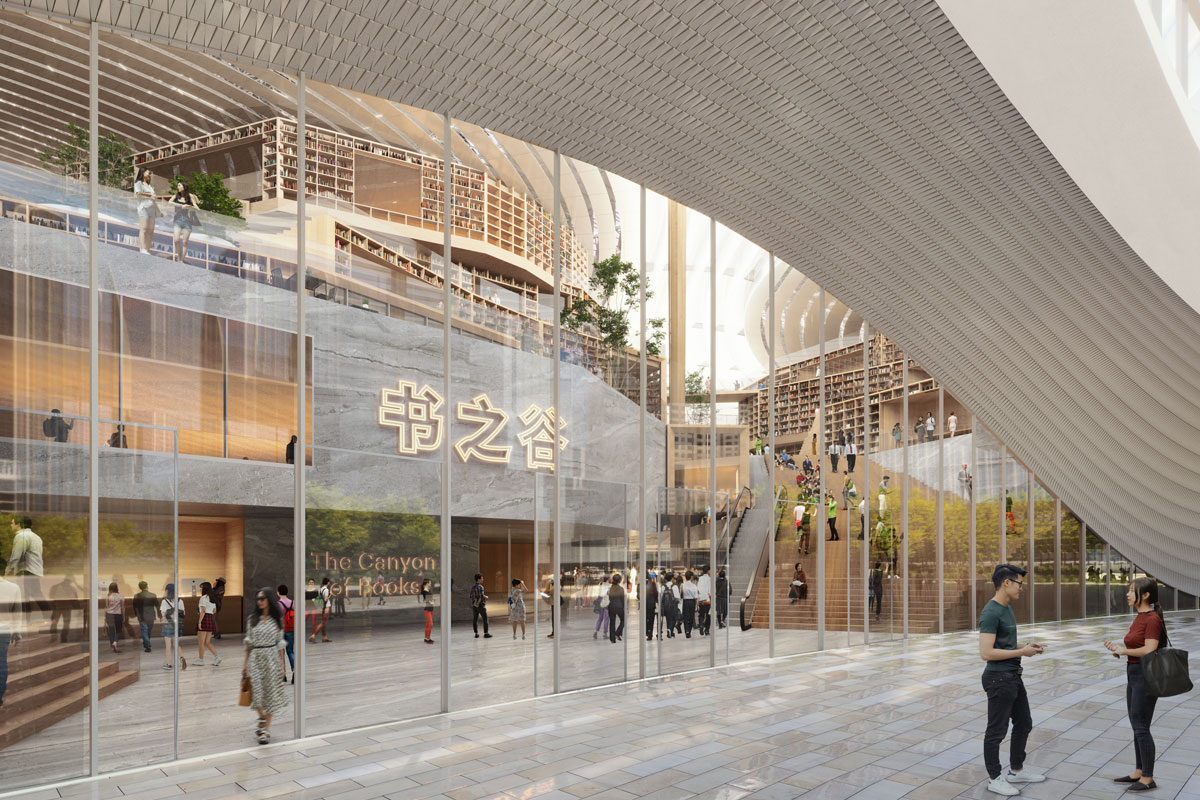 Projekt: MVRDV - Knjižnica u Wuhanu, ulaz u knjižnicu / foto: MVRDV