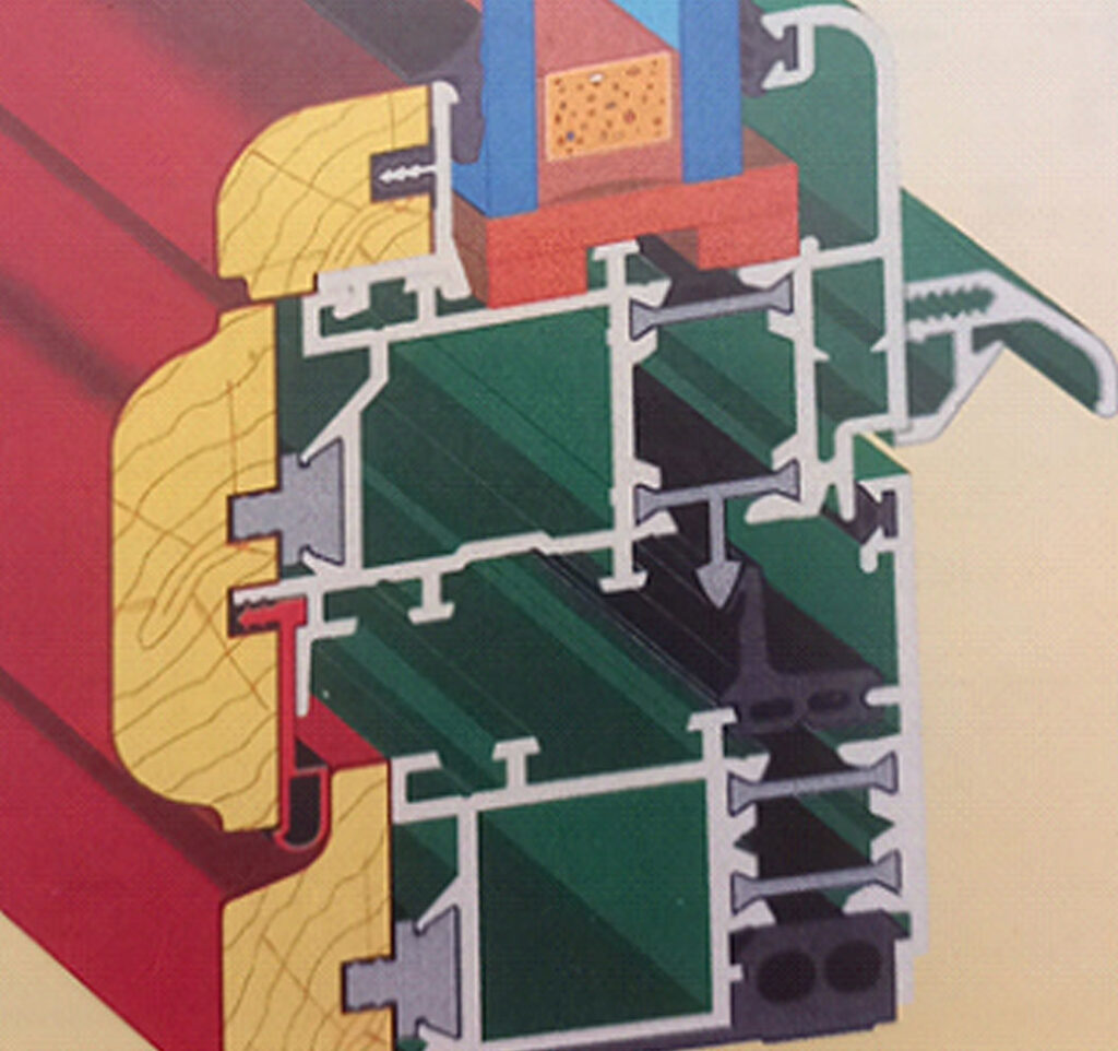 Slika 15. Konstrukcija aluminij-drvo s aluminijskim profilima s toplinskim prekidom