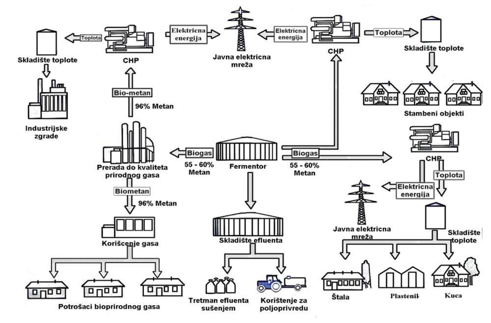 Šema proizvodnje i distribucije energije korišćenjem biogasa
