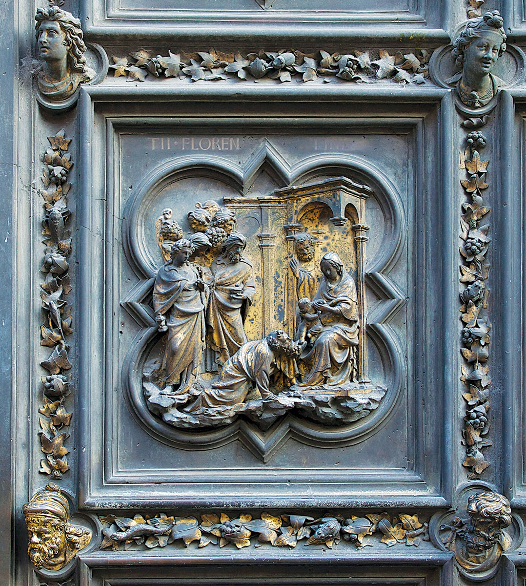 Il Battesimo del Battista: formella di Andrea Pisano della porta a sud 