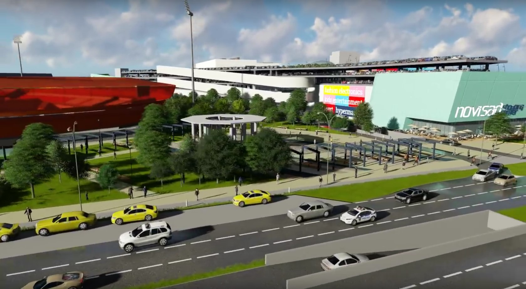 Foto: Izgled novog tržnog centra sa strane bulevara sa garažom