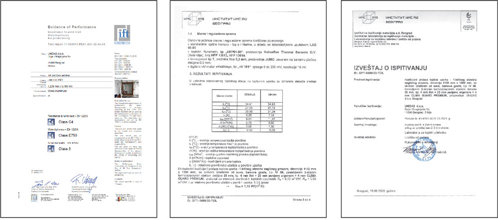 Proizvodi firme „UNIDAS” usklađeni su sa evropskim i drugim međunarodnim standardima,