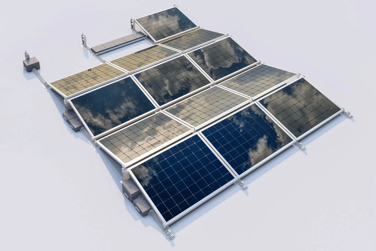 Tehnomarket -  3D render aluminijumske konstrukcije za solarne panele