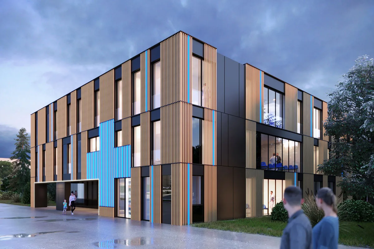 Projekat: Dom zdravlja „Maja“, eksterijer / projektant: Arhitektura Buđevac / foto: Arhitektura Buđevac