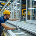 Radnik u fabrici za proizvodnju prozora
