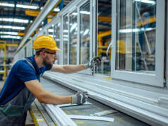Umanjivanje potrebe za novim resursima i smanjenje otpada Radnik u fabrici za proizvodnju prozora