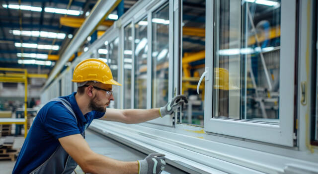 Umanjivanje potrebe za novim resursima i smanjenje otpada Radnik u fabrici za proizvodnju prozora