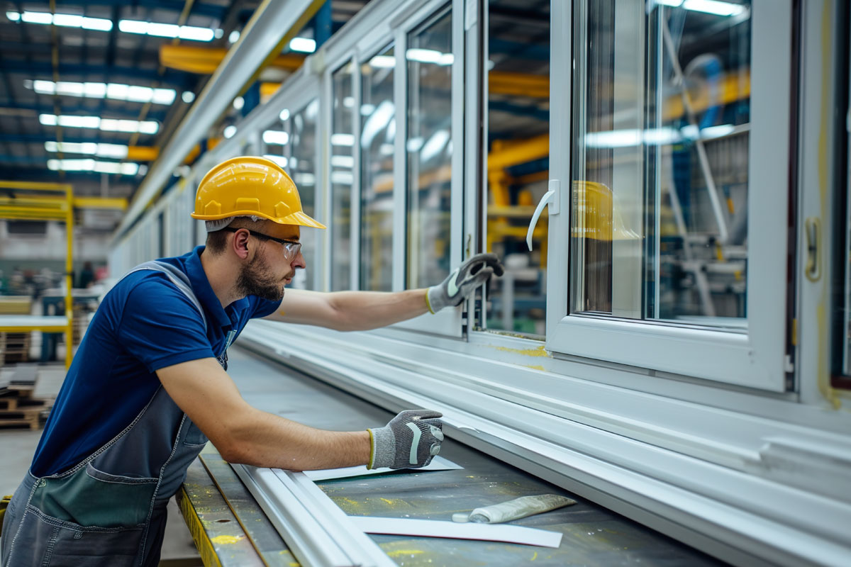 Radnik u fabrici za proizvodnju prozora