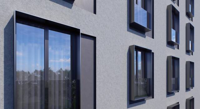 VISTA EDGE – Minimalizam, sigurnost i preciznost u jednom sistemu VISTA EDGE francuski balkon na stambenoj zgradi