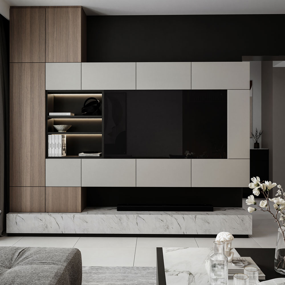 Stan u Banja Luci, enterijer dnevne sobe / 3D render: Artéco Interiors