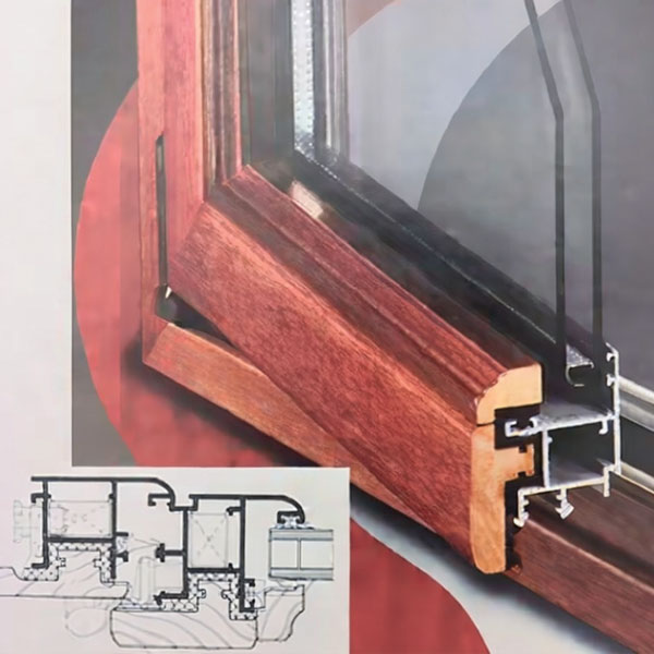 15. Konstrukcija aluminijum-drvo sa aluminijumskim profilima sa toplotnim prekidom